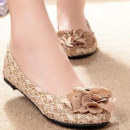 Flower Lace Bowtie Women Flat Shoes