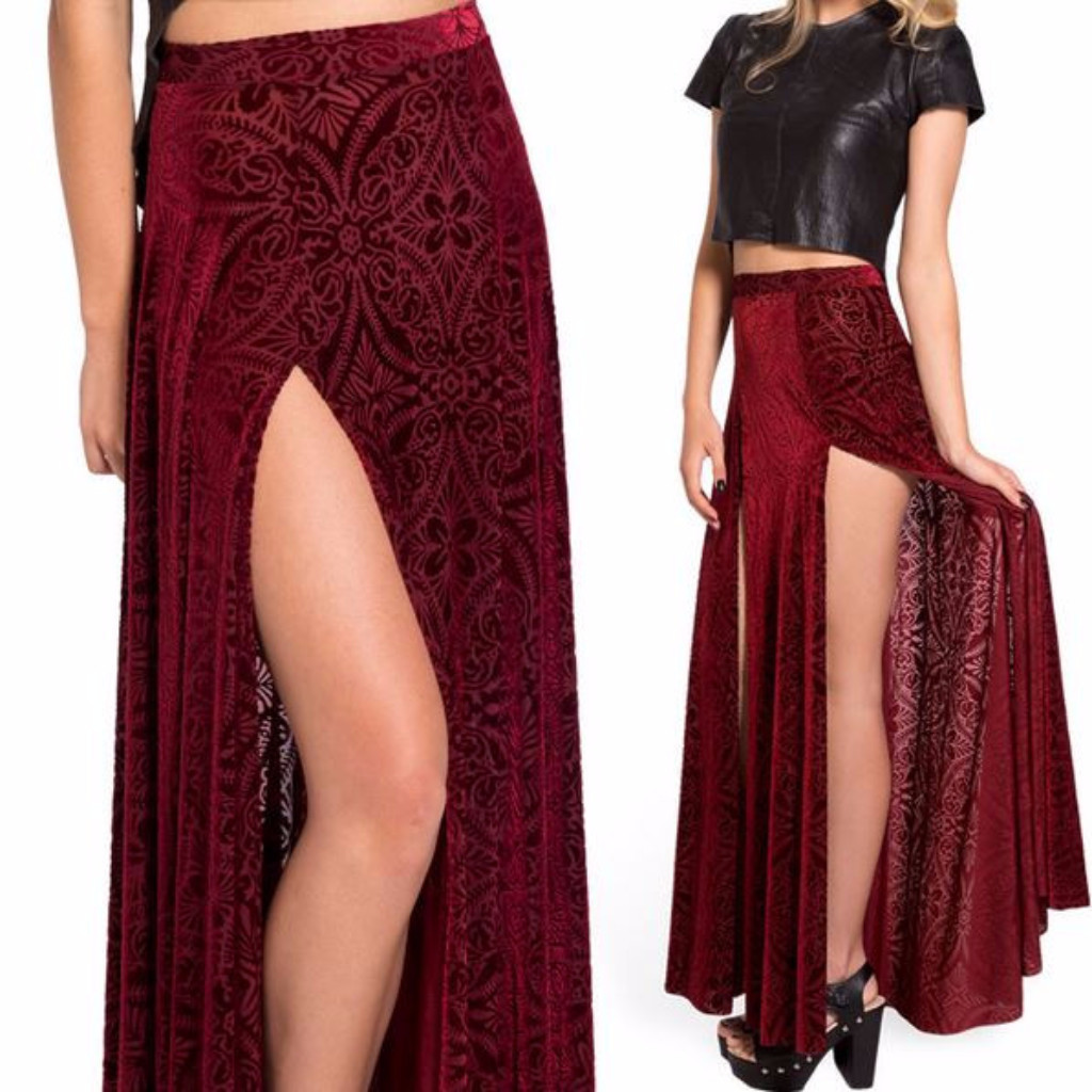 maxi skirt with high slits on both sides