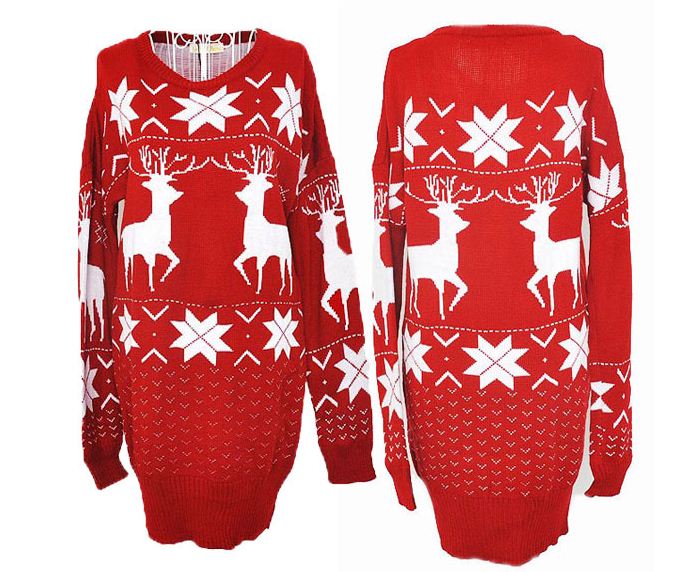 Red Christmas Printed Women Sweater